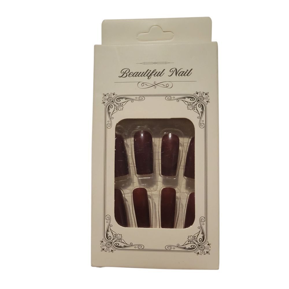 Beauliful Nail Burgundy False Nails